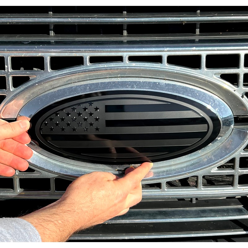 12 inch Front Grille Tailgate Rear Aluminum Overlay American Black