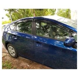 BURANIFUSION Acrylic Tape on Window s Smoke Sun Rain Guard 4pcs Left Right Front Rear 4pcs for Toyota for Prius 2010-2015 WEF1793
