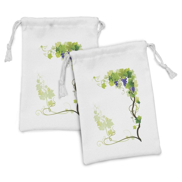 Lunarable Vineyard Fabric Pouch Set of 2, Vineyard Frame with