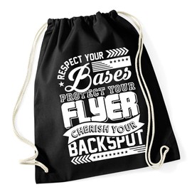 Hippowarehouse Respect Your Bases Protect Your Flyer Cherish Your Backspot Cheerleading Drawstring Cotton School Gym Kid Bag Sack 37cm x 46cm, 12 litres