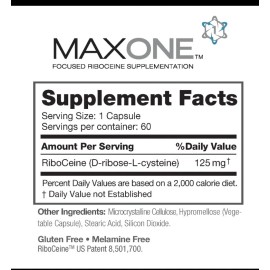 Max ONE, Riboceine, 60 Capsules, 30-Day Supply, Exp. 06/2026