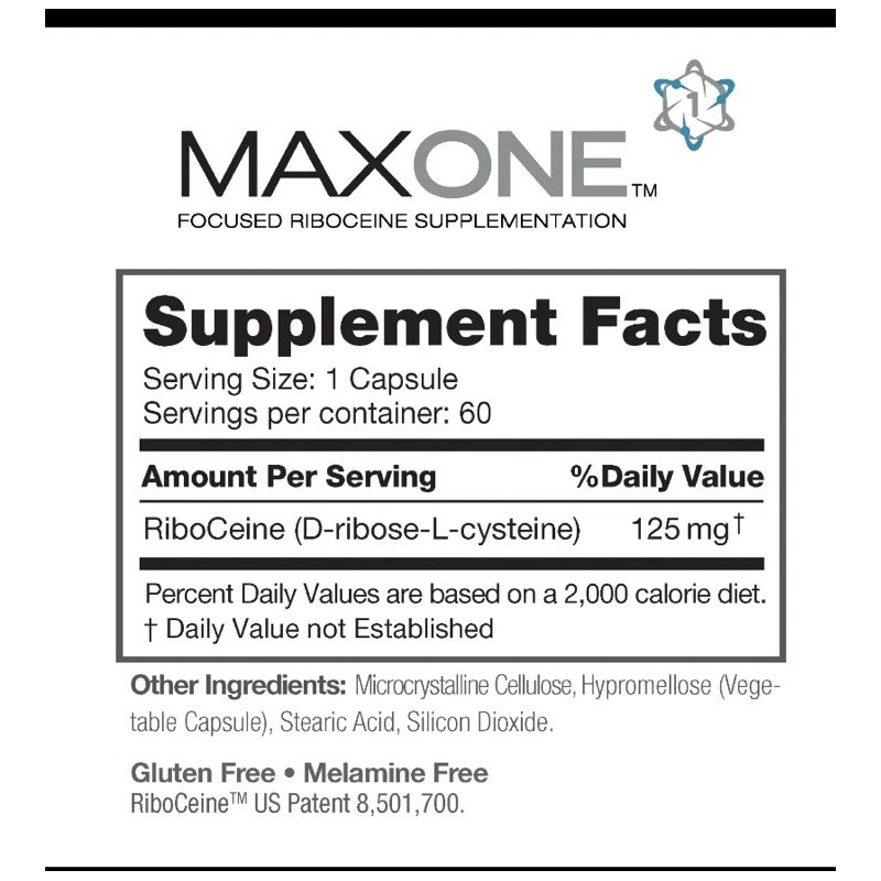 Max ONE, Riboceine, 60 Capsules, 30-Day Supply, Exp. 06/2026