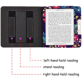 GOVTVA Stand Case for Kobo Libra H2O / Kobo Libra 2 / Libra Colour Cover (2019/2021/2024 Released) with Auto Sleep/Wake & Double Hand Strap (Flower Cluster)