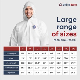 Medical Nation Hazmat Suits | 1 Pack, Large | Disposable Protective Coveralls, Heavy Duty Full Body Painters Suit for Men & Women - Breathable & Water Resistant