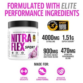 Nitraflex Sport - Polvo de pre-entrenamiento, libre de sustancias prohibidas, certificado Informed Choice, 20 porciones (10.9 Oz, Grape Cotton Candy) 