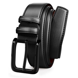Papaanils Casual Black Dress Belt for Men,Black Belt Men Work,Men Belts for Jeans,Mens Belt Casual Width 1.38"
