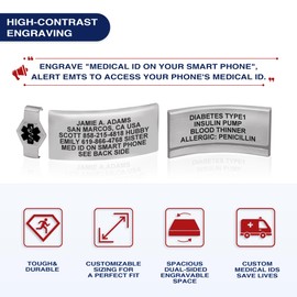 Divoti Custom Engraved Medical Alert ID Bracelet – Dual-Sided Laser Etching, Silicone Wristband, Stainless Steel Security Clasp – Adjustable & Trim-to-Fit – Emergency Medical Info Band - PRO VP SS BL