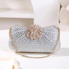 Faibiules Women's Fashion Rhinestone Beaded Evening Bag Flower Lock Clutch
