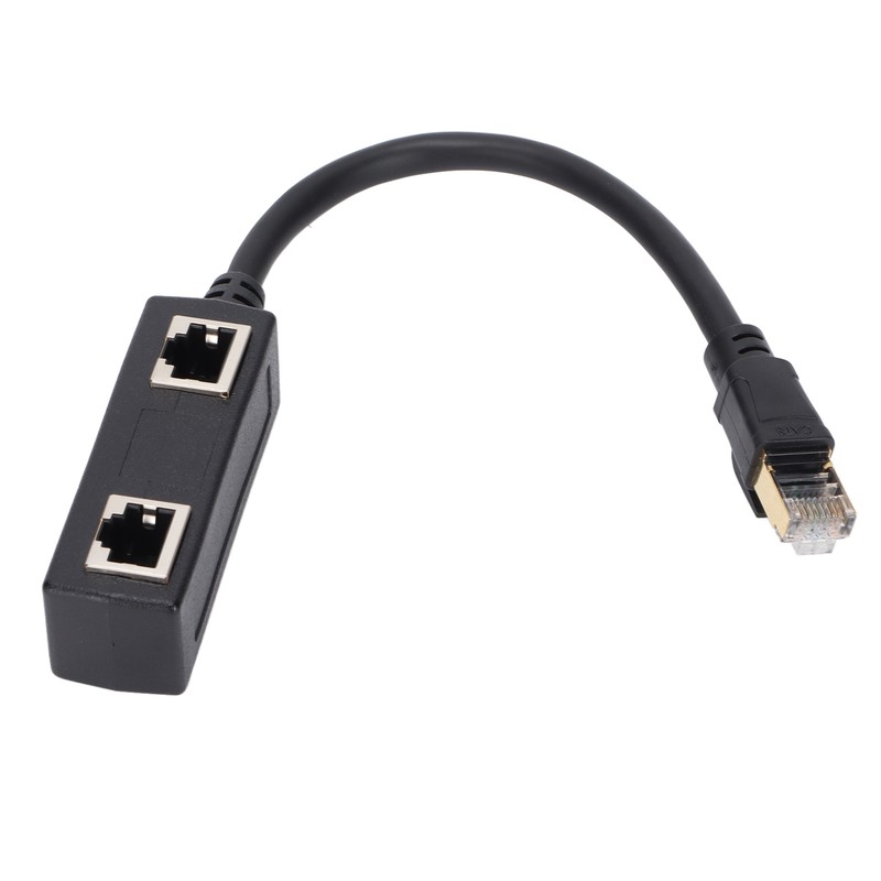 Ethernet Splitter Practical Stable Reliable Durable Black CAT8 Network Cable