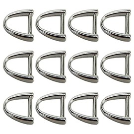 lasenersm 24 Pieces Metal D Rings Horseshoe Buckle Horseshoe Shaped D Ring D-Shaped Metal Hoop for DIY Leather Craft Purse Bag D Ring Replacement, Non-Removable Crossbar, 10mm Inner Width, Silver