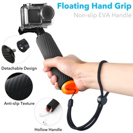 Homeet Float Handgrip Underwater Hand Grip Floating Hand Stick Monopod Pole Selfie Stick Ergonomic for Action Cameras Orange