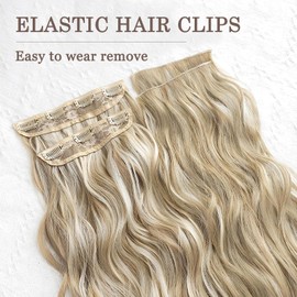 MISSQUEEN 20inch Clip in Long Wavy Hair Extension,4PCS Thick Hairpieces Blonde Double Weft Synthetic Natural Hair Extension for Women