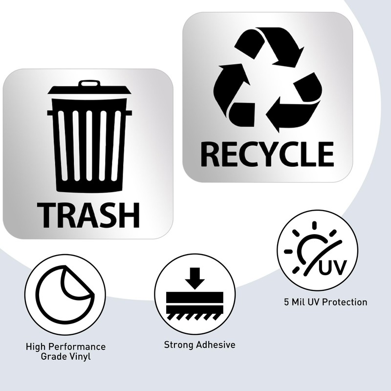 Bueake Pack of 16 Recycle Sticker for Trash Bins self