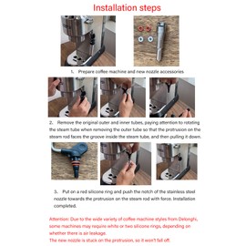 Stainless Steel Coffee Steam Nozzle, High/Low Temperature Resistant, 360°, Powerful Steam for Milk Foam, Easy Install, for ECP3420 310 330, EC680 685, EC9335, 9665,