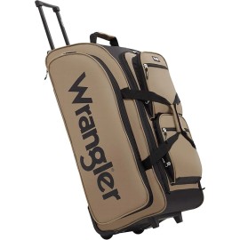 Wrangler Wesley Rolling Duffel Bag, Tannin, Large 30-Inch