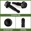 100 PCS #14 x 3/4" Sheet Metal Screws, Black Hex