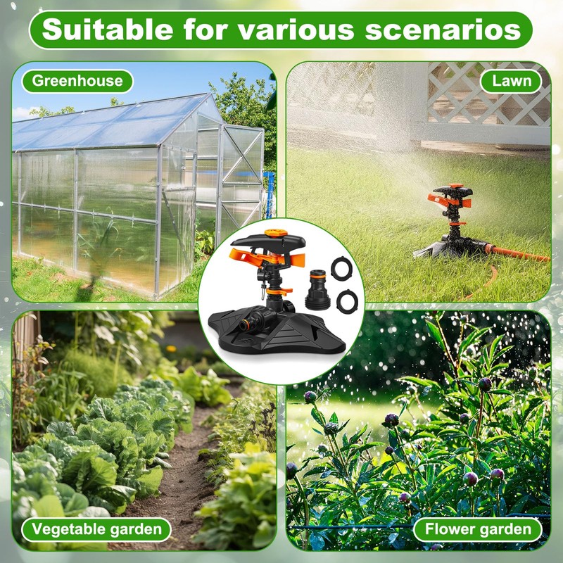 Jingmore 2 Pack Pulsating Lawn Sprinkler for Large Yard, 800