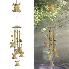 Highland Cow Wind Chimes Outdoor - Large Memorial Wind Chimes for Loss of Loved One, Cute Metals Hanging Highlands Cattle Wind Spinner Decor for Garden, Patio, Backyard, Porch