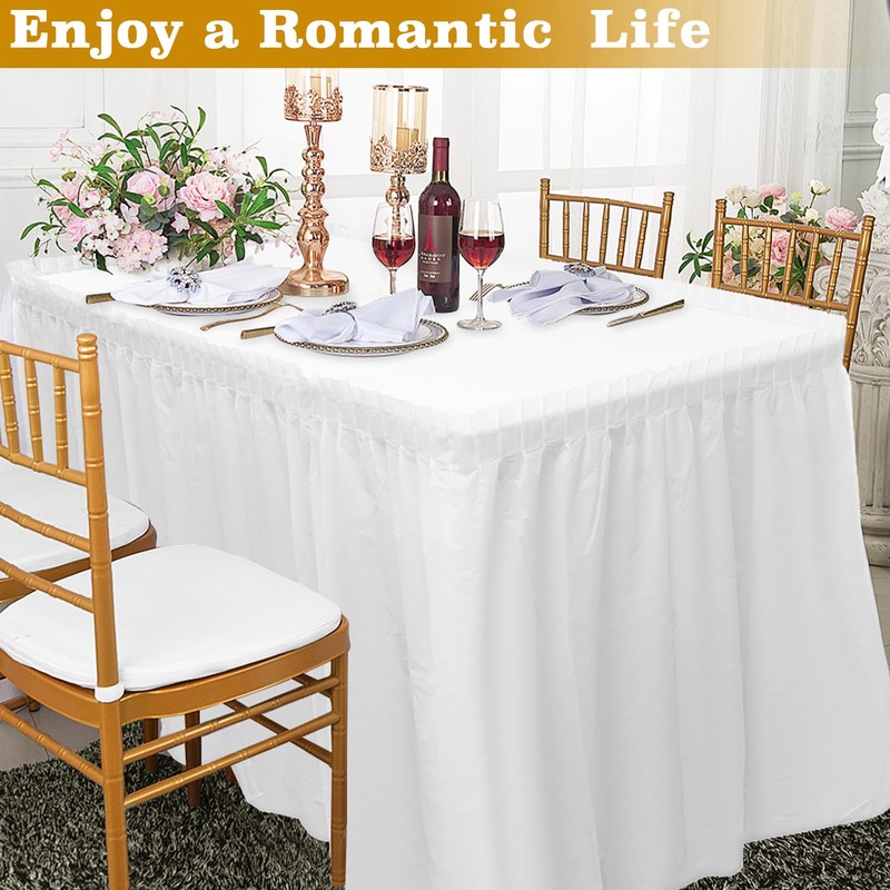 COCPOK 6 Pack Plastic Table Skirts and Table Cloths, 3Pcs