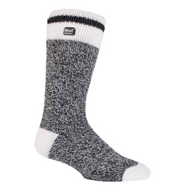 HEAT HOLDERS - Mens New Patterned Warm Winter Striped Twist Thermal Socks in 10 colours, size 6-11 UK 39-45 Eur (Black Block Twist)