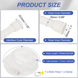 PATIKIL 29.52ft Air Conditioner Drain Kit, Universal AC Drain Hose Connector Hose with Clamp Cuttable Rubber Adapter for Mini-Split Window AC Unit Dehumidifier Faucet