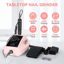 SG801 Mobile Nail Drill Cordless Electric Nail Tool for Manicure and Pedicure, Adjustable Speed with Multiple Attachments for Precision(Pink)