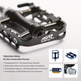 NC-17 Trekking pro pedals pro Aluminium Trekking Pedal/Mountain Bike Pedal/Bicycle MTB Pedal/with Reflectors/Ball bearing and Cr-Mo Axle/Weight: 251 g per Pair Multi-Coloured black/blue