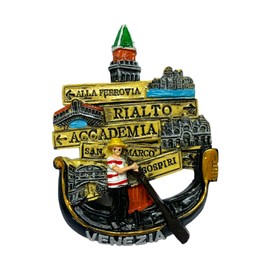 3D Resin Fridge Magnet Venice Gondola Souvenir Gift Home Kitchen Collectible 8.5 x 6 cm (60441)