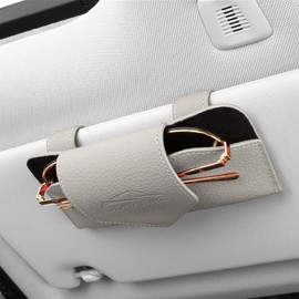 DURASIKO Car Eyeglass Case, Sunglasses Holder, Sun Visor Pocket, Glasses/Sunglasses Storage, Leather Material, Magnetic Opening, Car Organizer, Car Sun Visor, Easy Installation, Suitable for Most
