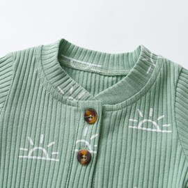 Derouetkia Summer Newborn Baby Boy Girl Clothes Solid Color Ribbed Romper and Shorts Outfits Set (Newborn) Green A