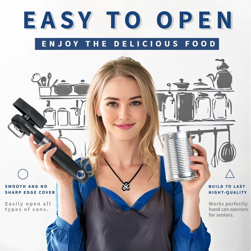 Can Opener Smooth Edge, Safe Cut Can Openers, Oversized Rubber
