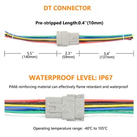 2 Set 12 Pin DT Deustch Waterproof Automotive Plug Connector with 16AWG -40℃-105℃ 600V Wires and Heat Shrink Tubes Connectors Kit for Car Truck Boat(DT Connector 2 Sets 12 Pin)