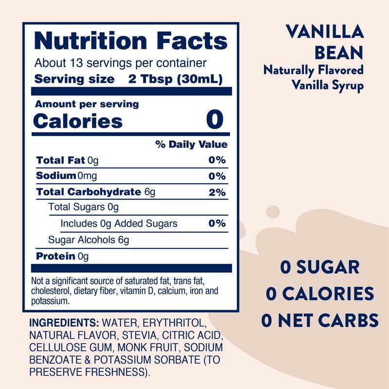 Naturally Sweetened Vanilla Bean Syrup - 375ml