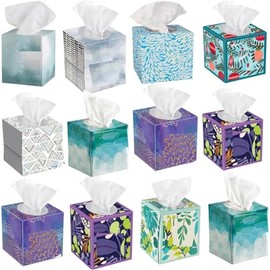 Facial Tissues, 3-Ply, 85 Count, Cube Box, 12 Pack+ Guide