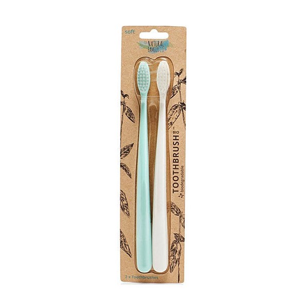 The Natural Family Co Bio Toothbrush Ivory Desert  River Mint Twin Pack