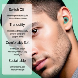 Deciboo Quiet Ear Plug - Ultra Comfy Reusable Hearing Protection Soft Earplug for Sleep, Deep Focus, Travel, Noise Sensitivity - 26db Noise Reduction (Mint)