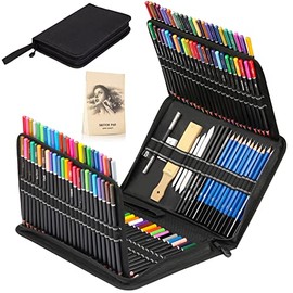 Kalour 144 Pack Drawing Sketching Coloring Set,Include 120 Professional Soft Core Colored Pencils,Sketch & Charcoal Pencils,Sketchbook,Art Drawing Supplies for Artists Adults Beginner