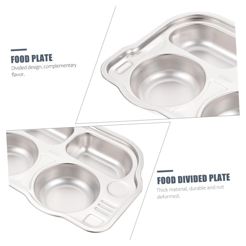 Ciieeo Stainless Steel Dinner Plate Compartment Children's Plate for Family