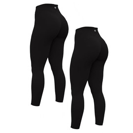 TomTiger High Waist Flare Yoga Pants for Women Bootcut Workout Stretch Tummy Control Leggings (Black/Black,L)