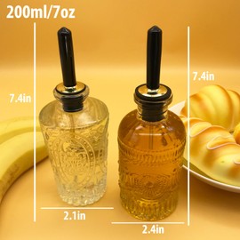 jingxianhe Olive Oil Dispenser Bottle, 2 Pcs Oil and Vinegar Dispenser Set,Glass Oil Bottles 7OZ,Coffee Syrup Dispenser, Elegant Glass Cooking Dispenser for Kitchen