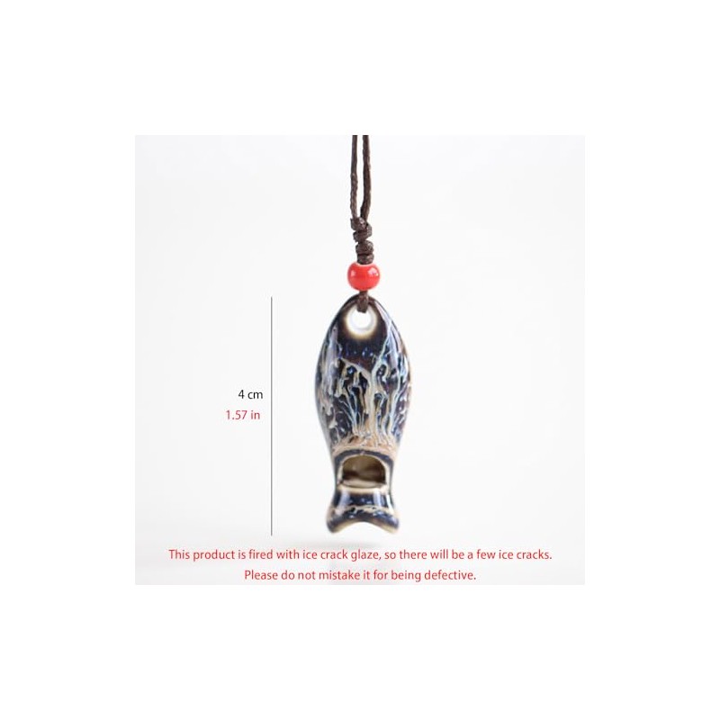 POYAMUSE Ceramic Fish Whistle Pendant Necklace for Women - Handmade