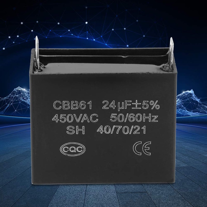 Tyenaza CBB61 Rectangular Black 24uF 450V AC 50/60Hz Starting Capacitor