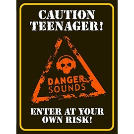 Caution Teenager RETRO METAL TIN WALL PLAQUE SIGN NOVELTY GIFT Home bar shed man cave (10" x 8")