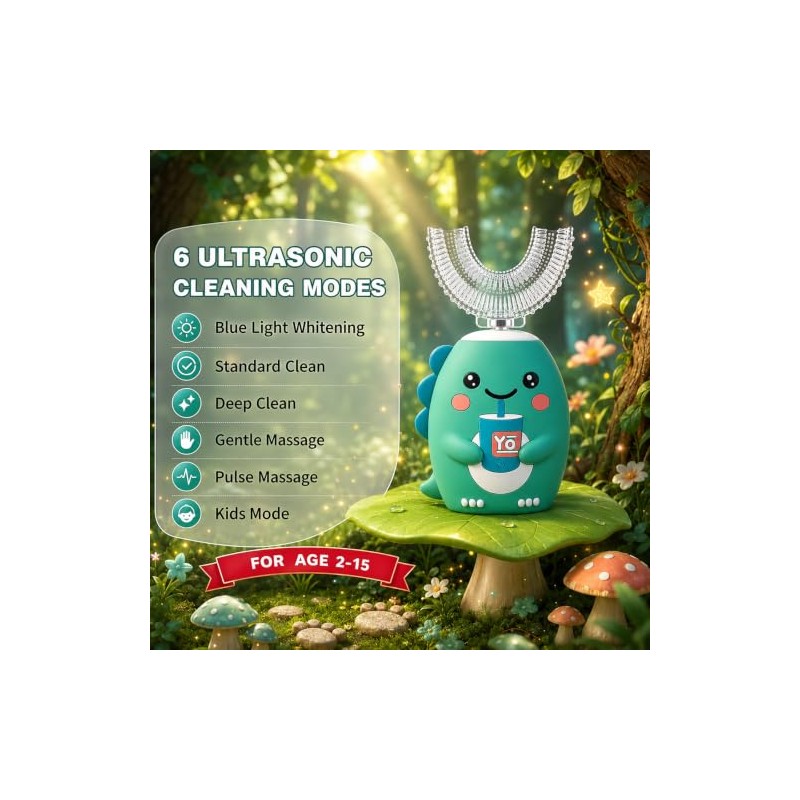 Cepillo de dientes eléctrico en forma de U para niños,