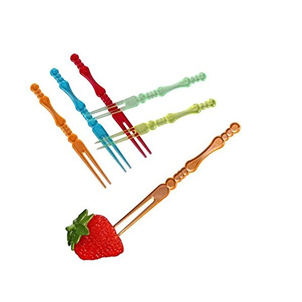 WOIWO 200PCS Disposable Plastic Cocktail Picks Fruit Forks,There are five colors and exquisite workmanship