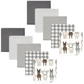 Hudson Baby Unisex Baby Flannel Washcloths, Farm Friends Cream 10Pk, One Size
