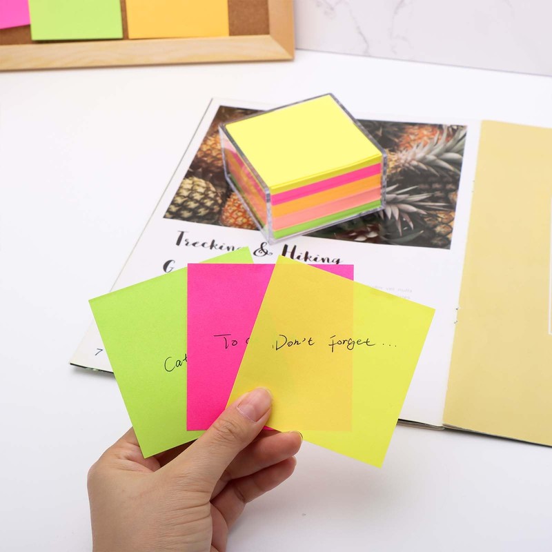 Non Sticky Notes with Clear Memo Holder 3x3 Inch Blank