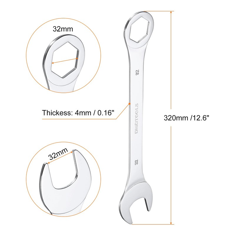 HARFINGTON Thin Combination Wrench Metric 32mm 6-Point Ended Box 15