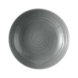 Seltmann Weiden Terra Suppenteller, 21 cm, Tiefer Essteller mit spiralförmigem Relief, Spülmaschinen- und mikrowellenfest, Porzellan, Perlgrau