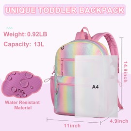 Chase Chic Children's Backpack, Children's Backpack for Boys and Girls (2-8 Years), School Backpack with Side Pockets and Chest Strap, rainbow